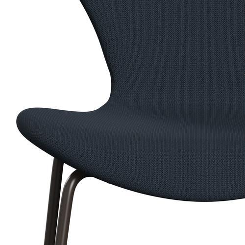 Fritz Hansen 3107 židle plné čalounění, hnědý bronz/zachycení modré