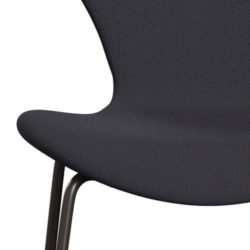 Fritz Hansen 3107 židle plné čalounění, hnědý bronz/zachycení modré uhlí