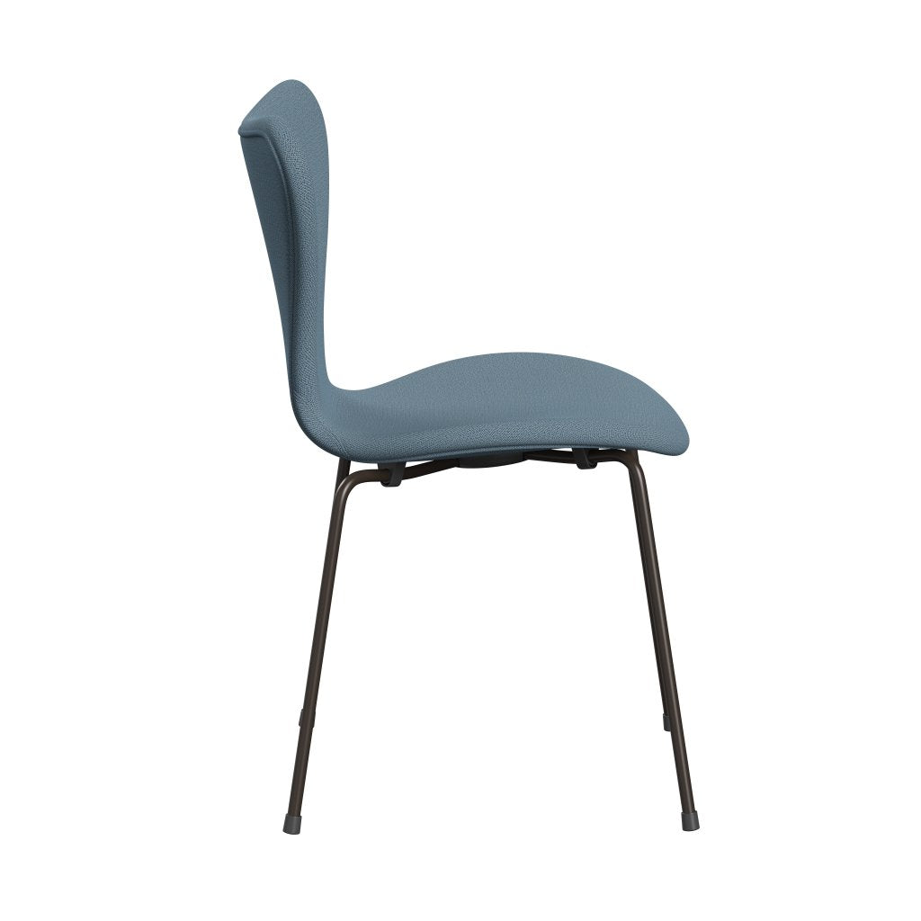 Fritz Hansen 3107 Chair Full Upholstery, Brown Bronze/Capture Soft Blue