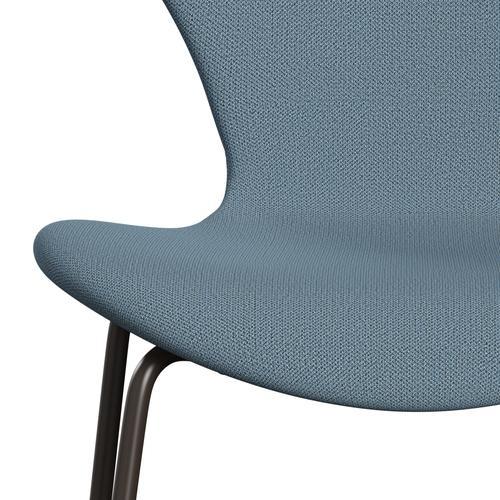 Fritz Hansen 3107 Chair Full Upholstery, Brown Bronze/Capture Soft Blue