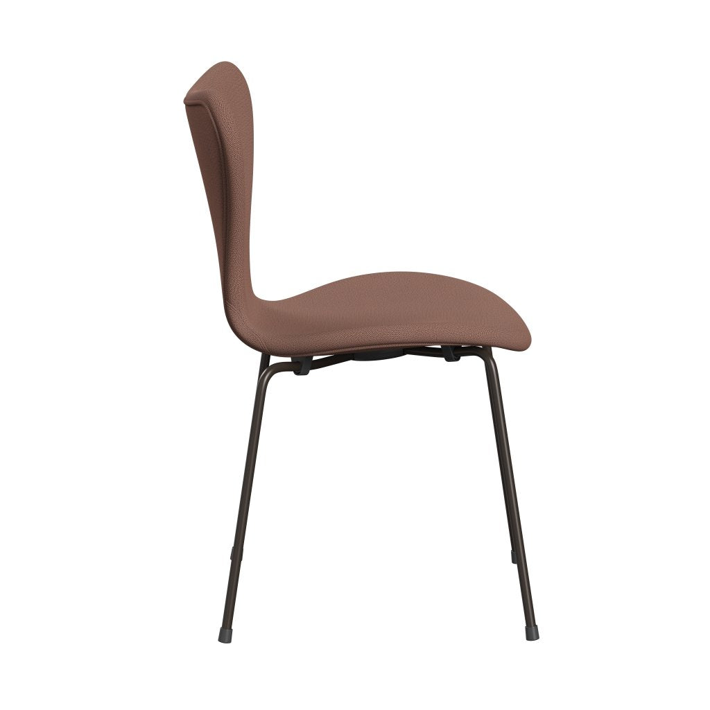 Fritz Hansen 3107 Židle plné čalounění, hnědý bronz/Capture Brick/červená