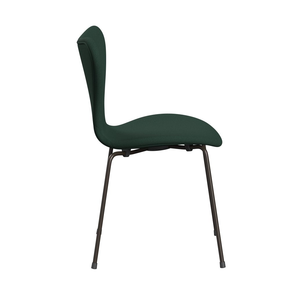 Fritz Hansen 3107 židle plné čalounění, hnědý bronz/Christianshavn Dark Green Uni