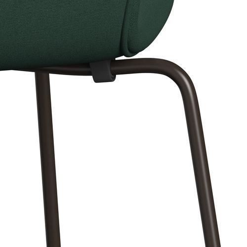 Fritz Hansen 3107 židle plné čalounění, hnědý bronz/Christianshavn Dark Green Uni