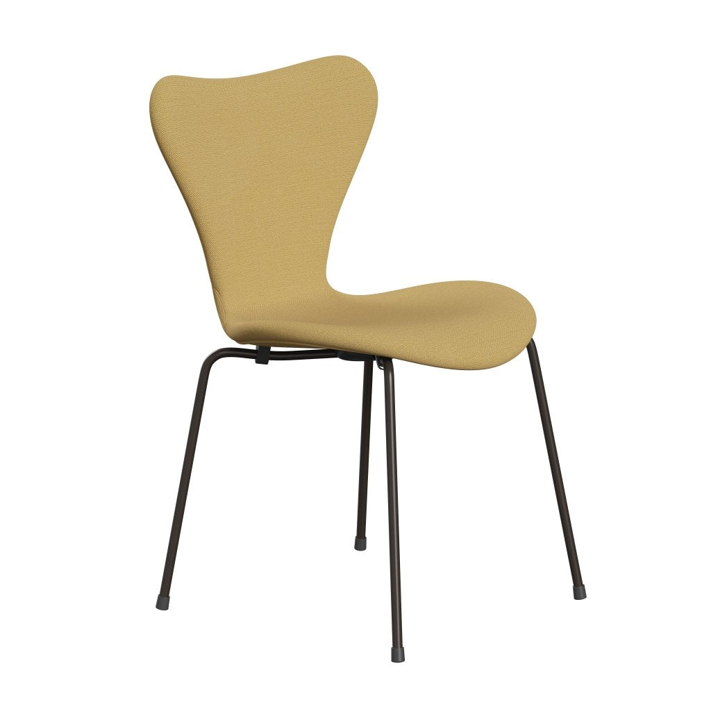 Fritz Hansen 3107 židle plné čalounění, hnědý bronz/Christianshavn Yellow