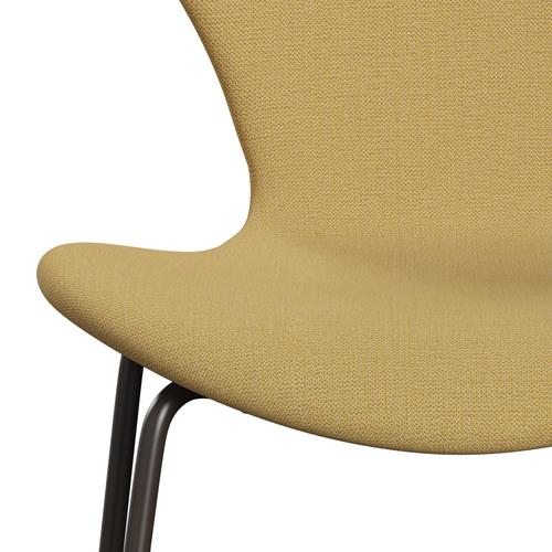 Fritz Hansen 3107 židle plné čalounění, hnědý bronz/Christianshavn Yellow