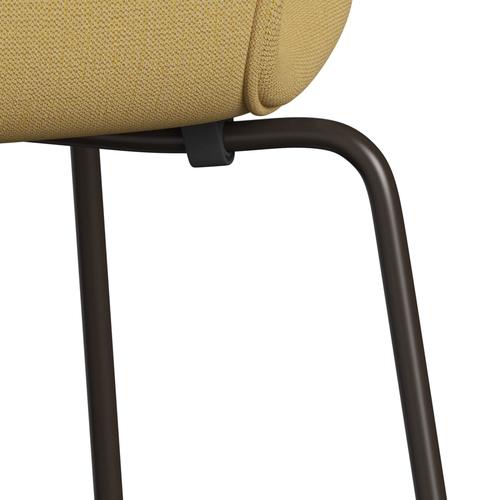 Fritz Hansen 3107 židle plné čalounění, hnědý bronz/Christianshavn Yellow