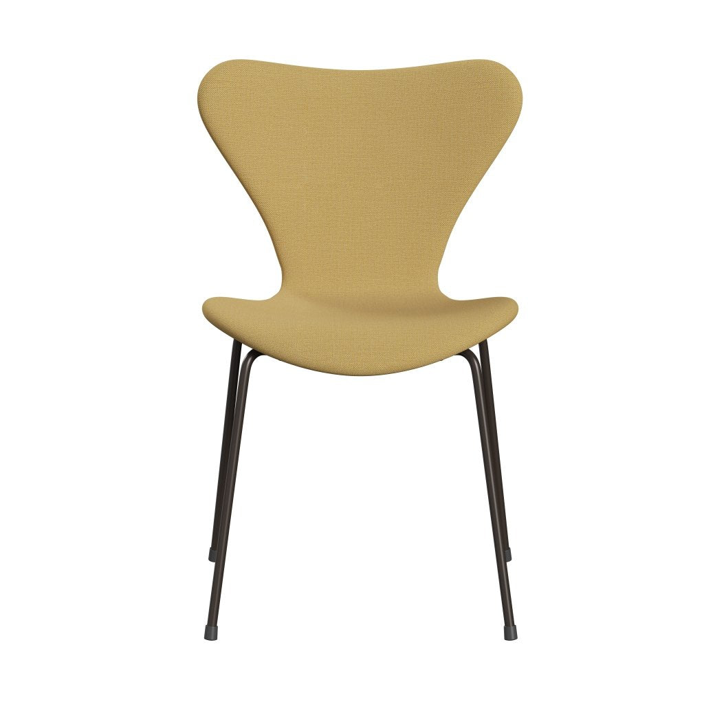 Fritz Hansen 3107 židle plné čalounění, hnědý bronz/Christianshavn Yellow