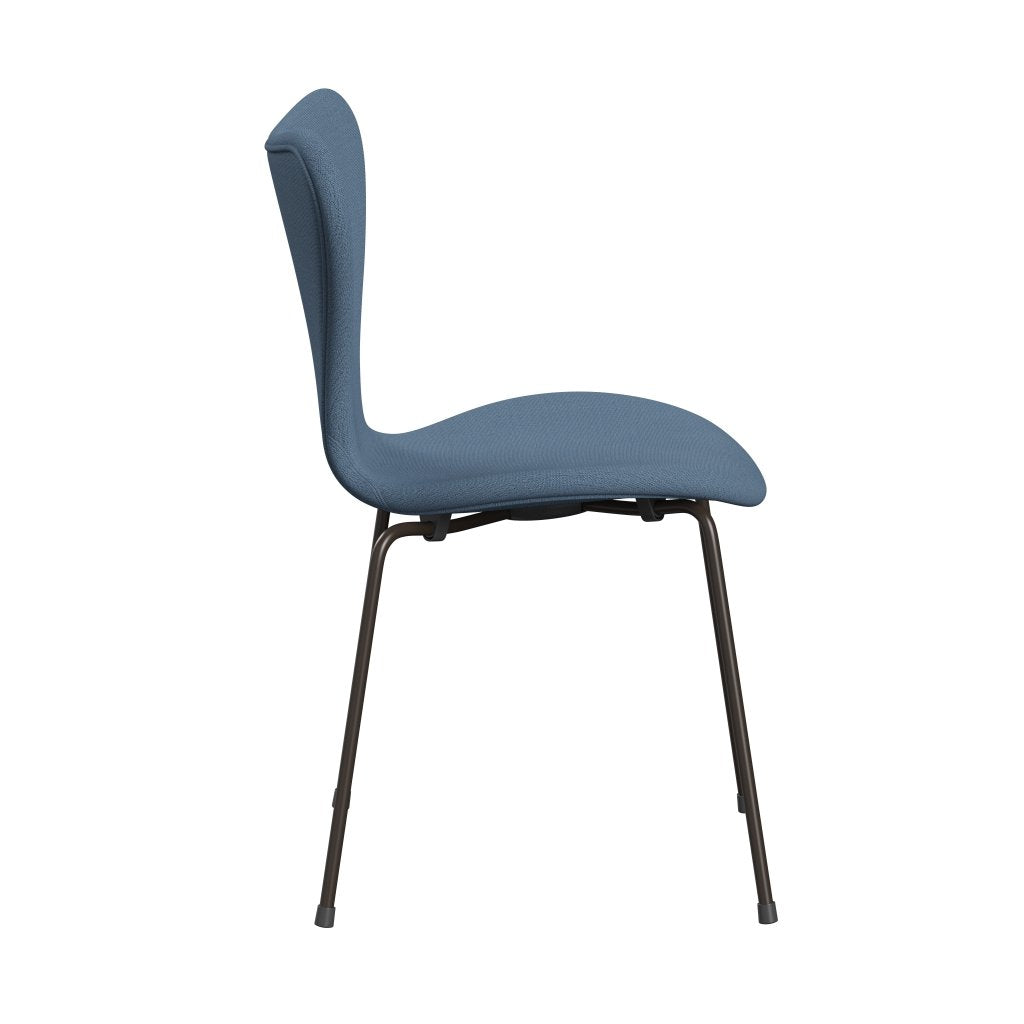 Fritz Hansen 3107 Židle plné čalounění, hnědý bronz/Christianshavn Light Blue