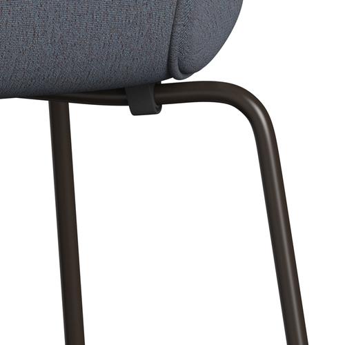 Fritz Hansen 3107 Chair Full Upholstery, Brown Bronze/Christianshavn Orange/Blue