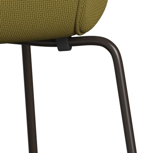 Fritz Hansen 3107 židle plné čalounění, hnědý bronz/diablo podzimní zelená