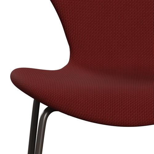 Fritz Hansen 3107 židle plné čalounění, hnědé bronzové/diablo víno červené