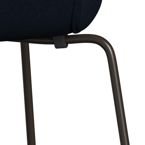 Fritz Hansen 3107 Chair Full Upholstery, Brown Bronze/Divina Dark Blue