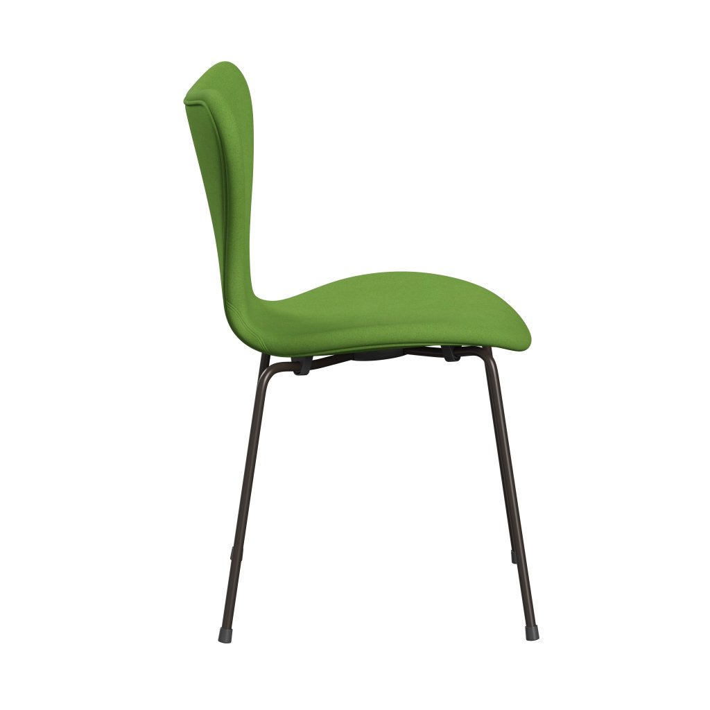 Fritz Hansen 3107 židle plné čalounění, hnědé bronzové/divina Lime Light