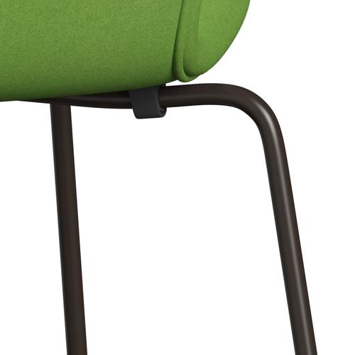 Fritz Hansen 3107 židle plné čalounění, hnědé bronzové/divina Lime Light