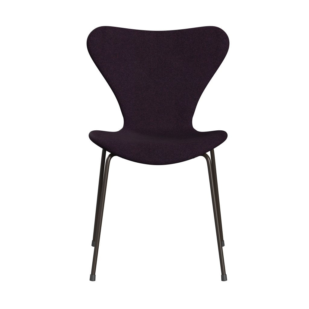 Fritz Hansen 3107 Chair Full Upholstery, Brown Bronze/Divina Md Aubergine