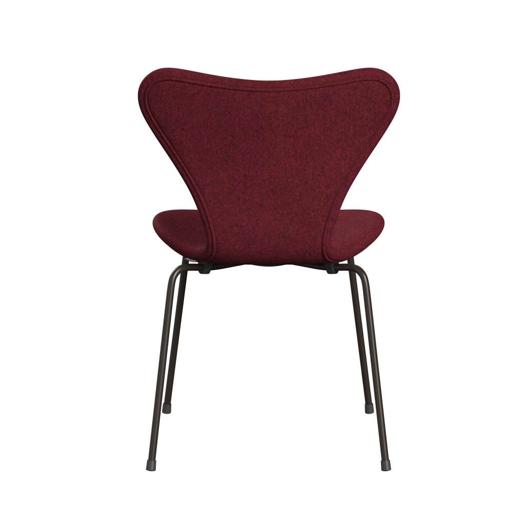 Fritz Hansen 3107 Chair Full Upholstery, Brown Bronze/Divina Md Raspberry