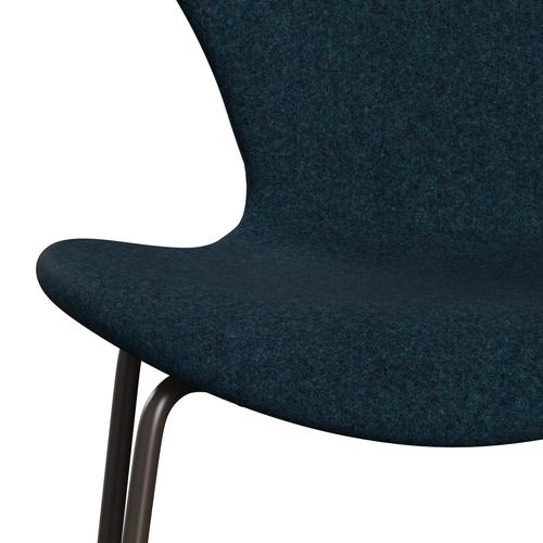 Fritz Hansen 3107 Chair Full Upholstery, Brown Bronze/Divina Md Petrol Dark