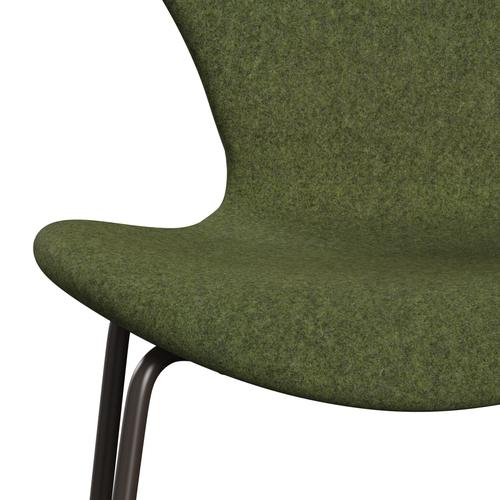 Fritz Hansen 3107 židle plné čalounění, hnědý bronz/divina md zima zelená