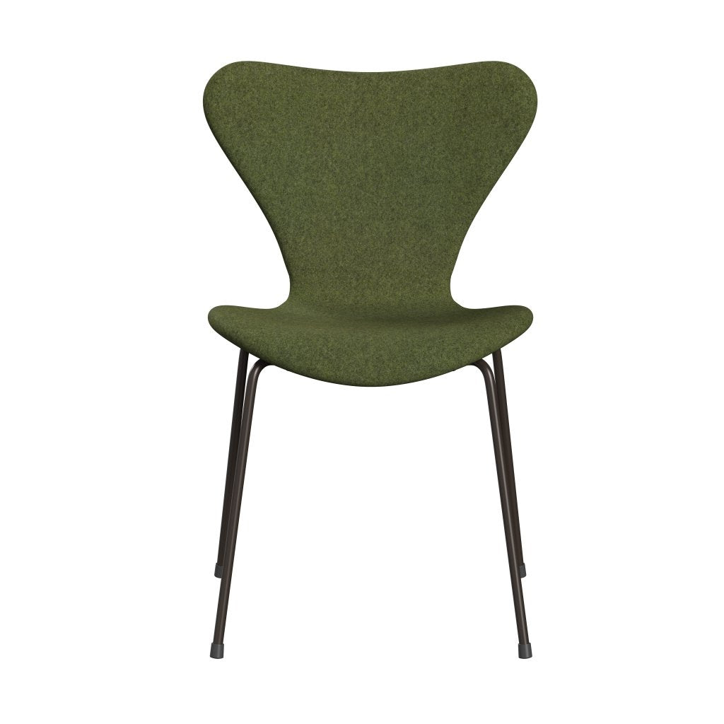 Fritz Hansen 3107 Chair Full Upholstery, Brown Bronze/Divina Md Winter Green