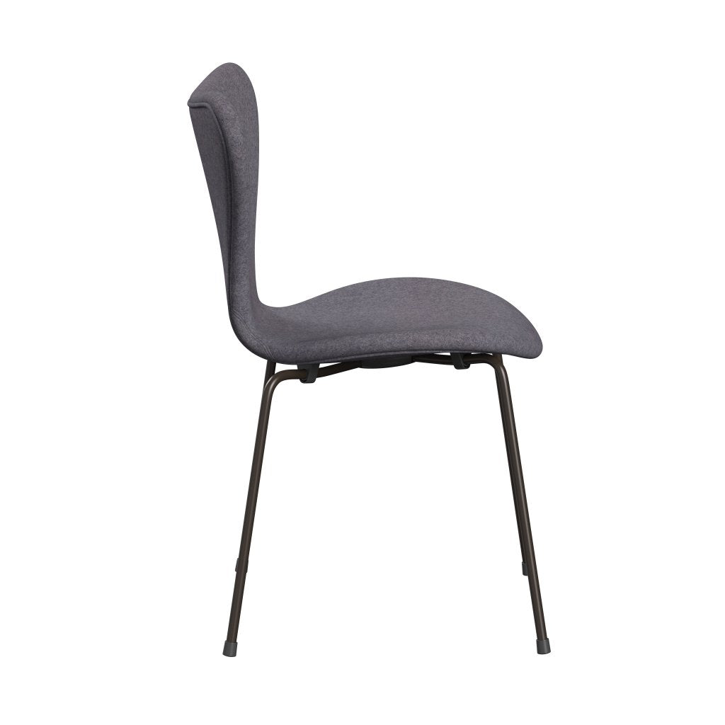 Fritz Hansen 3107 Chair Full Upholstery, Brown Bronze/Divina Md Soft Blue Grey