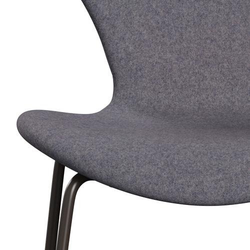 Fritz Hansen 3107 Chair Full Upholstery, Brown Bronze/Divina Md Soft Blue Grey