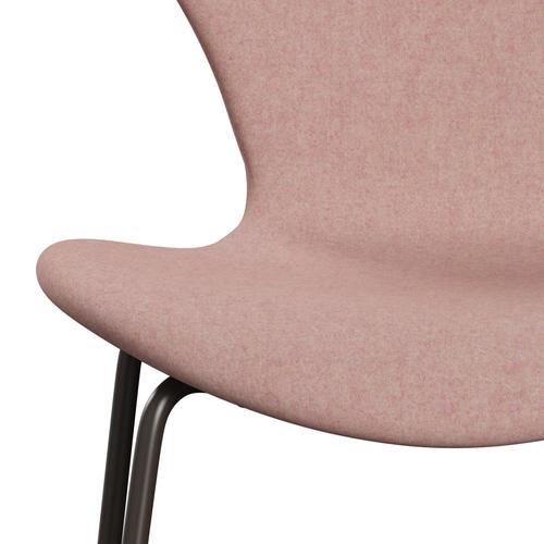 Fritz Hansen 3107 židle plné čalounění, hnědý bronz/divina md soft růžová