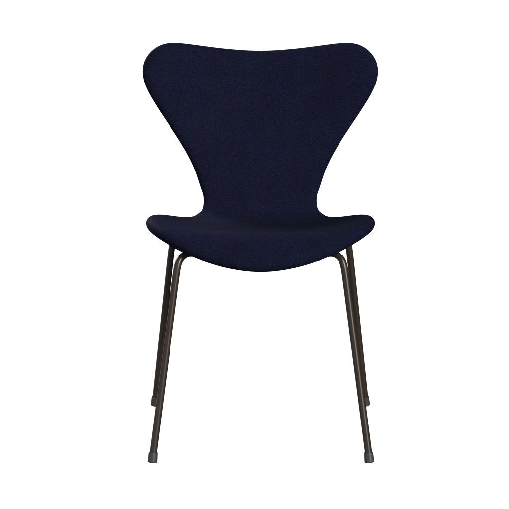 Fritz Hansen 3107 Chair Full Upholstery, Brown Bronze/Divina Melange Dark Blue