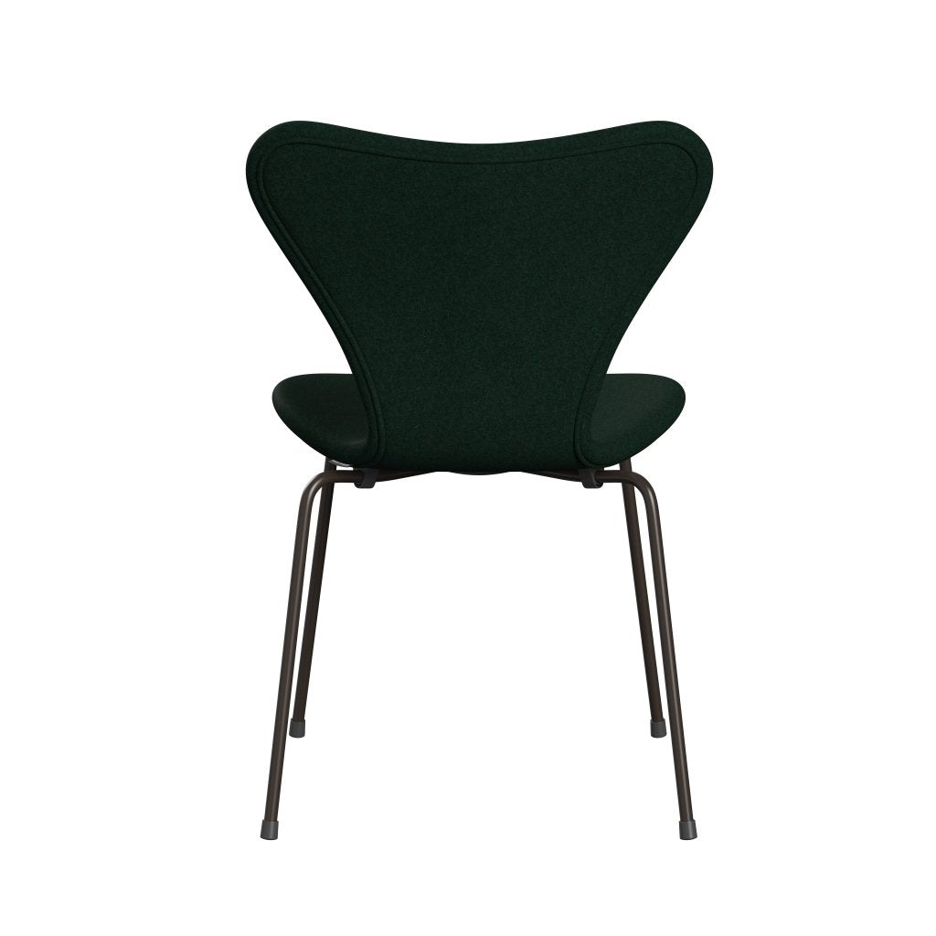 Fritz Hansen 3107 Chair Full Upholstery, Brown Bronze/Divina Melange Dark Green