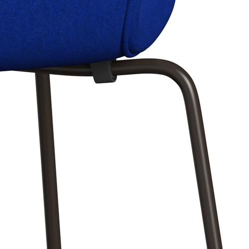 Fritz Hansen 3107 Chair Full Upholstery, Brown Bronze/Divina Melange Electric Blue