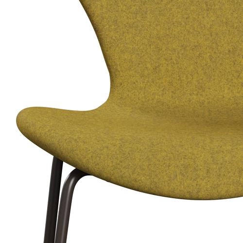 Fritz Hansen 3107 Chair Full Upholstery, Brown Bronze/Divina Melange Yellow