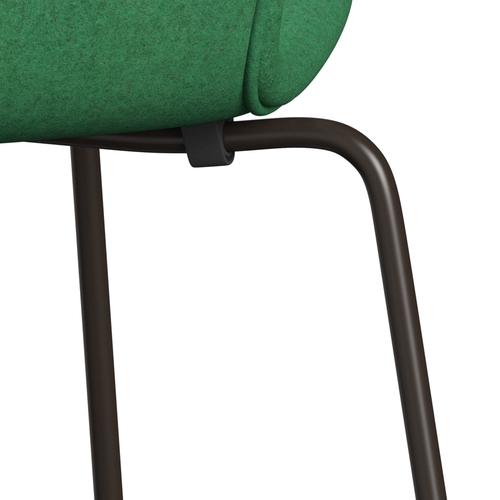 Fritz Hansen 3107 Chair Full Upholstery, Brown Bronze/Divina Melange Green