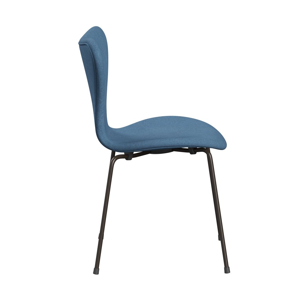 Fritz Hansen 3107 Chair Full Upholstery, Brown Bronze/Divina Melange Light Blue