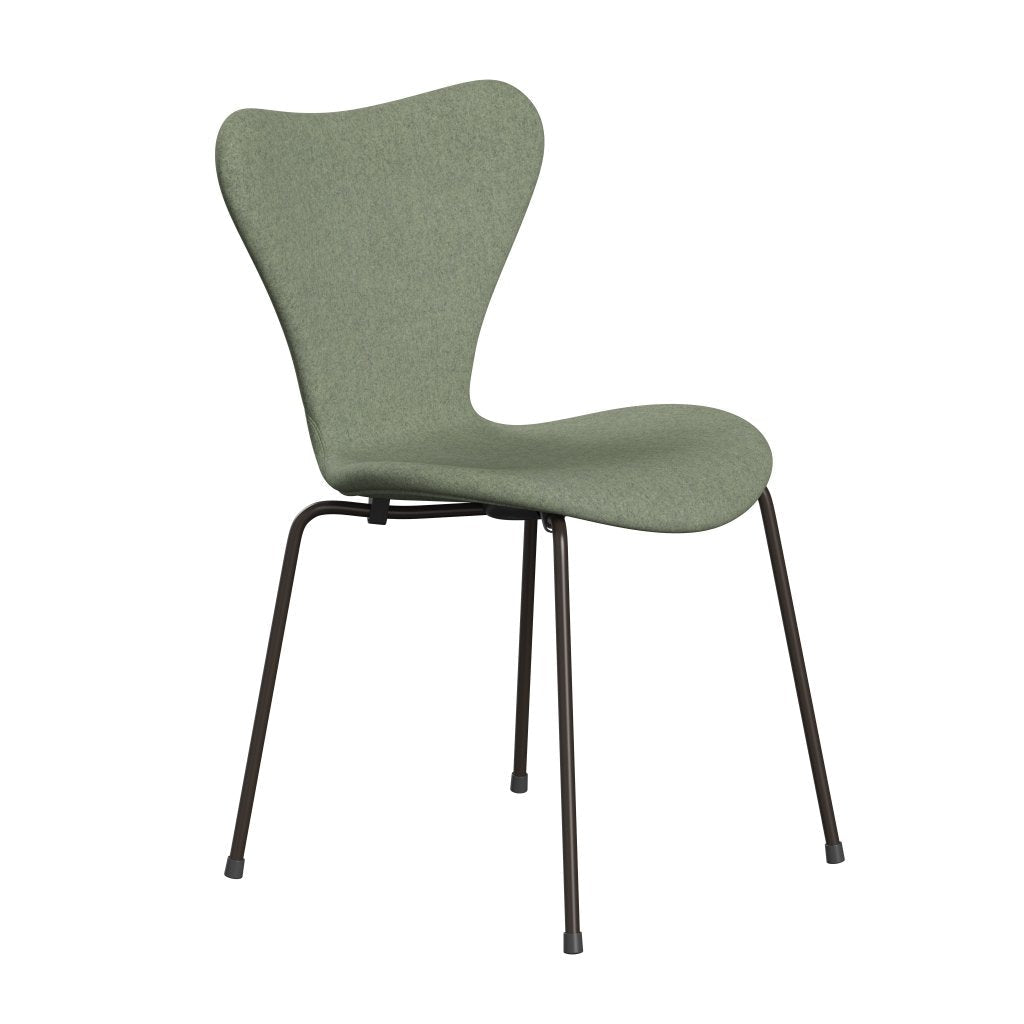 Fritz Hansen 3107 Chair Full Upholstery, Brown Bronze/Divina Melange Light Green