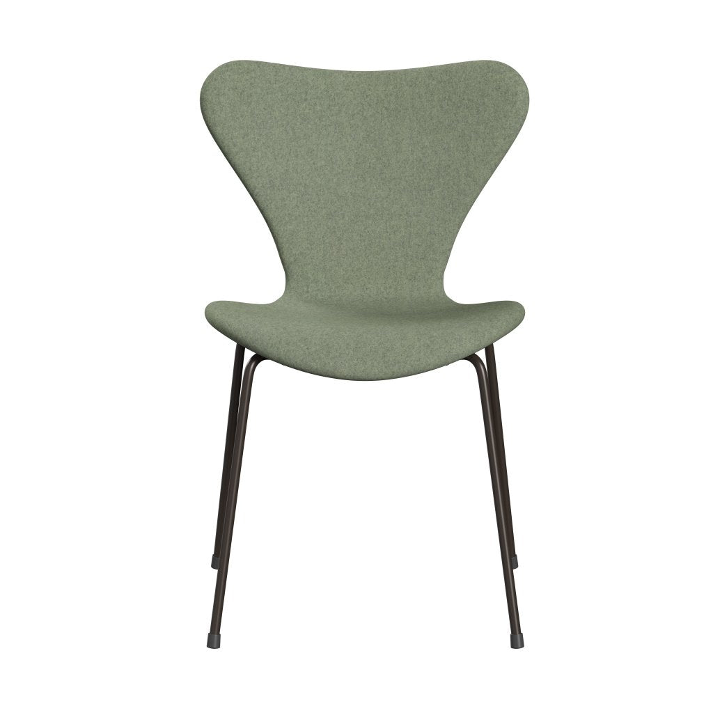 Fritz Hansen 3107 Chair Full Upholstery, Brown Bronze/Divina Melange Light Green