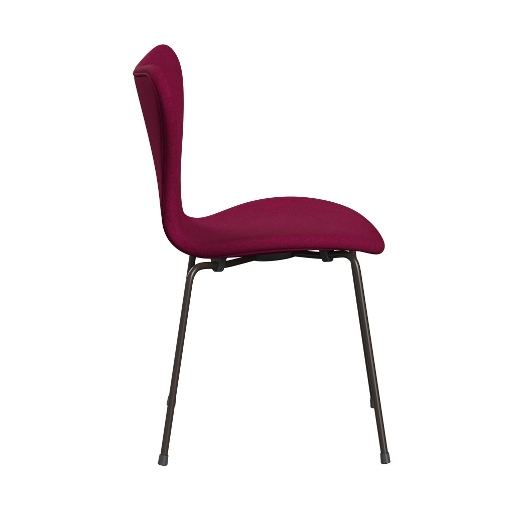 Fritz Hansen 3107 Chair Full Upholstery, Brown Bronze/Divina Melange Lipstick Pink