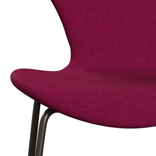 Fritz Hansen 3107 Chair Full Upholstery, Brown Bronze/Divina Melange Lipstick Pink