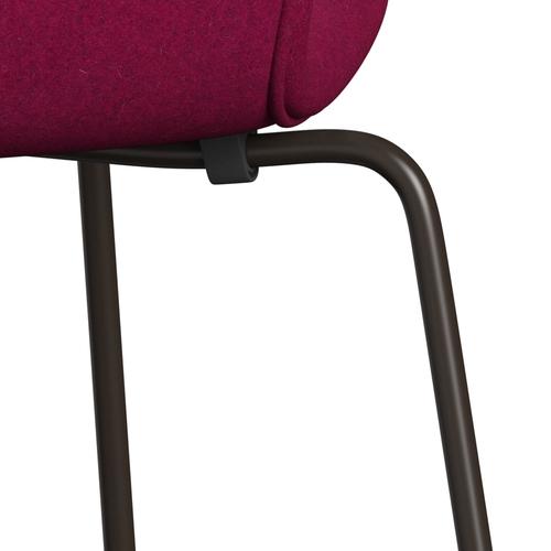 Fritz Hansen 3107 Chair Full Upholstery, Brown Bronze/Divina Melange Lipstick Pink