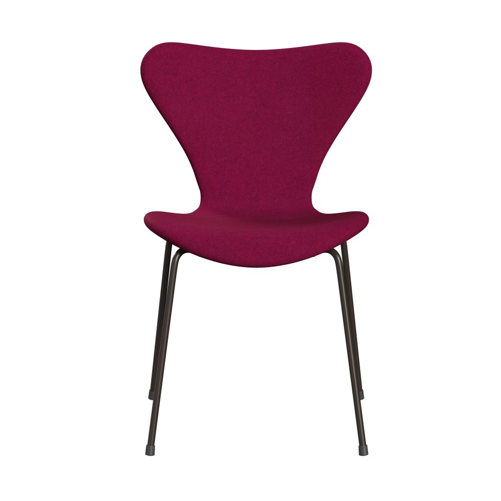 Fritz Hansen 3107 Chair Full Upholstery, Brown Bronze/Divina Melange Lipstick Pink