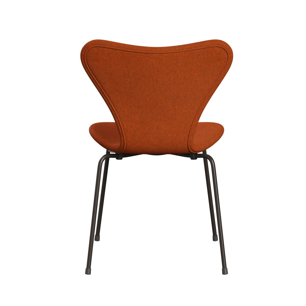 Fritz Hansen 3107 Chair Full Upholstery, Brown Bronze/Divina Melange Orange