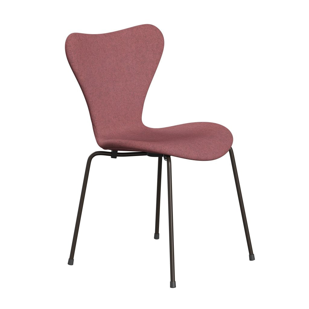 Fritz Hansen 3107 Chair Full Upholstery, Brown Bronze/Divina Melange Pink