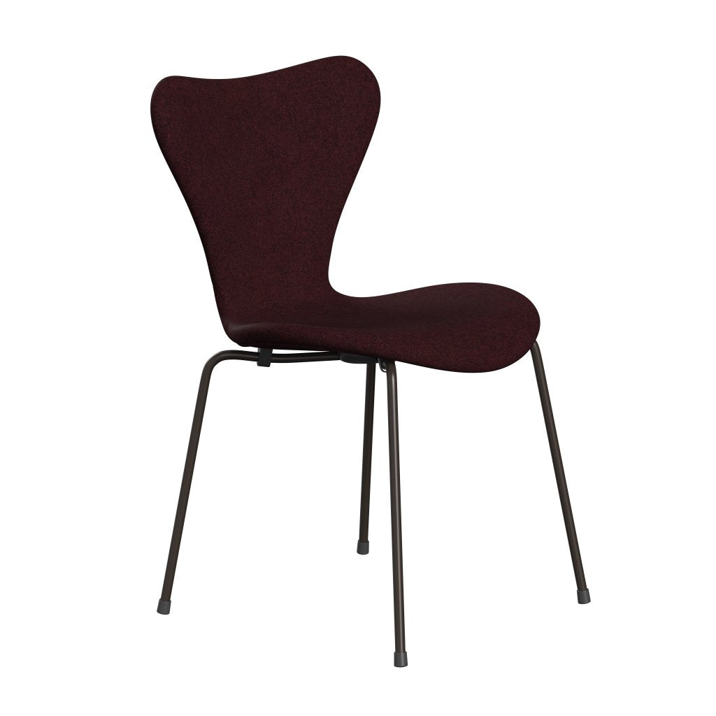 Fritz Hansen 3107 Chair Full Upholstery, Brown Bronze/Divina Melange Pink Dark