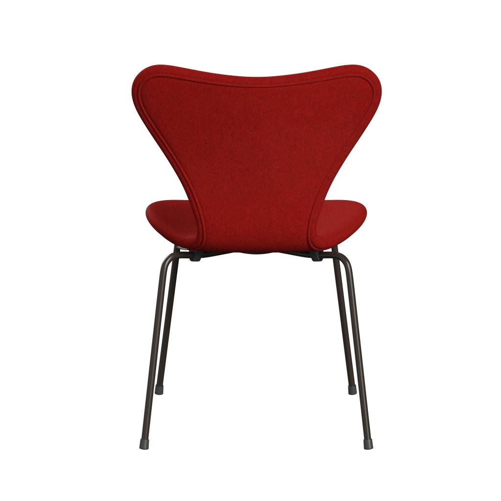 Fritz Hansen 3107 Chair Full Upholstery, Brown Bronze/Divina Melange Red