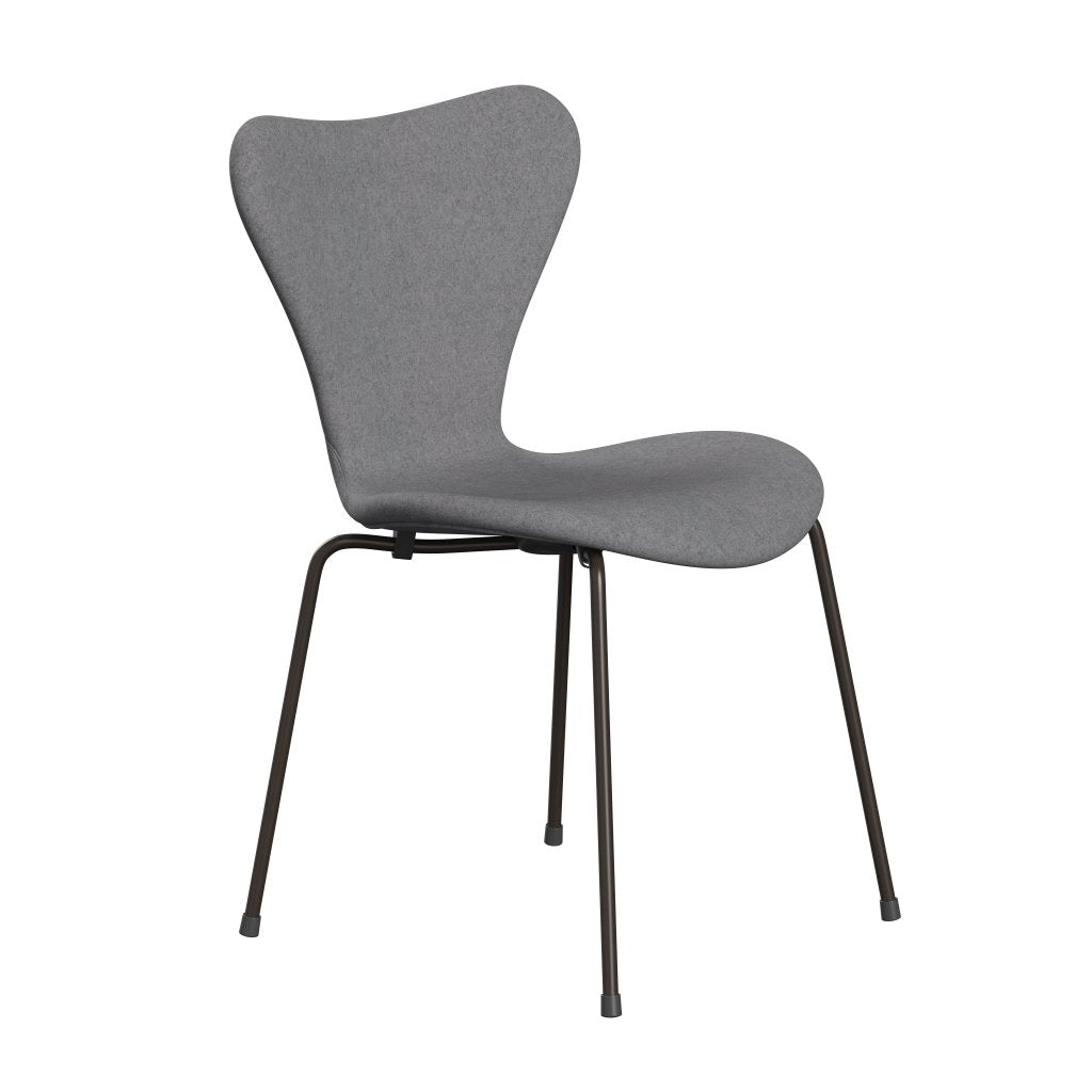 Fritz Hansen 3107 Chair Full Upholstery, Brown Bronze/Divina Melange Stone Grey