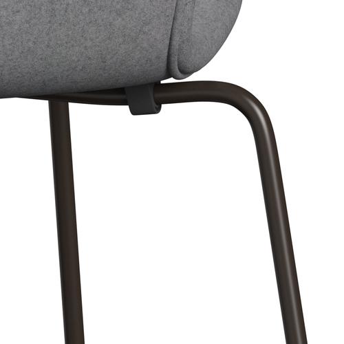 Fritz Hansen 3107 Chair Full Upholstery, Brown Bronze/Divina Melange Stone Grey