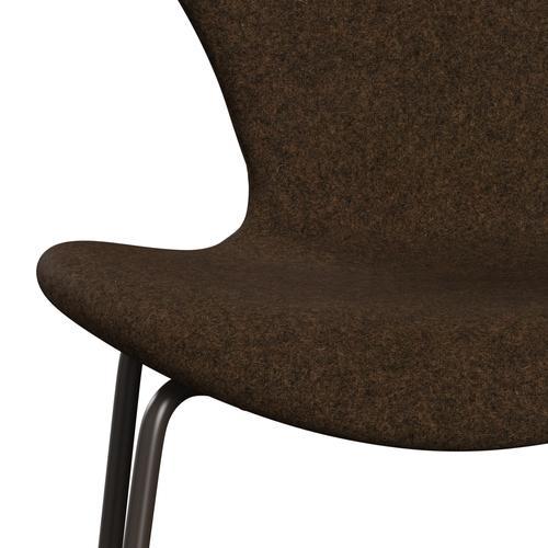 Fritz Hansen 3107 Židle plné čalounění, hnědý bronz/divina melange teplá hnědá