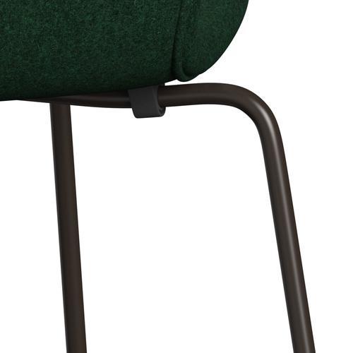 Fritz Hansen 3107 Chair Full Upholstery, Brown Bronze/Divina Melange Warm Dark Green