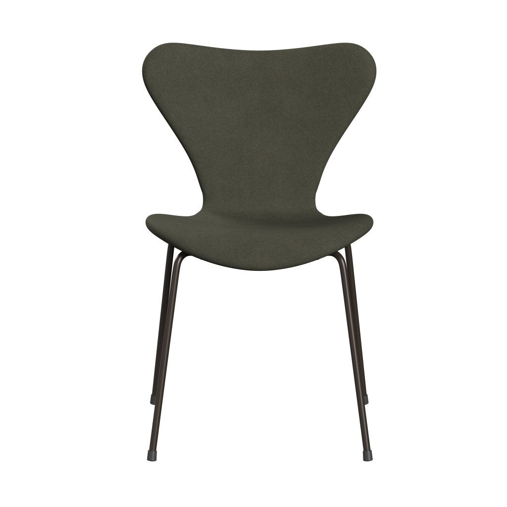 Fritz Hansen 3107 židle plné čalounění, Brown Bronze/Divina Vojenská zelená