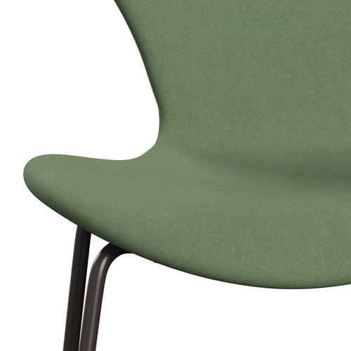 Fritz Hansen 3107 Chair Full Upholstery, Brown Bronze/Divina Olive Green