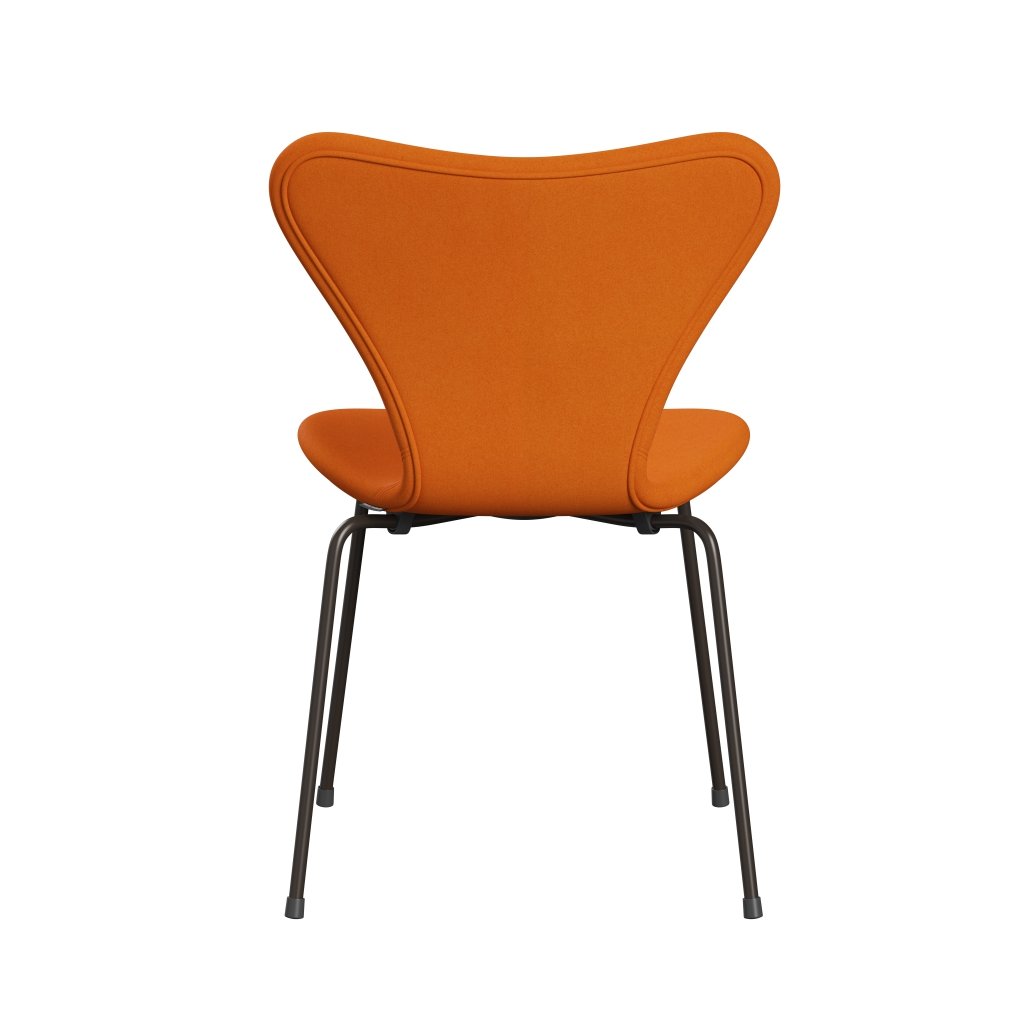 Fritz Hansen 3107 Chair Full Upholstery, Brown Bronze/Divina Orange (Div444)