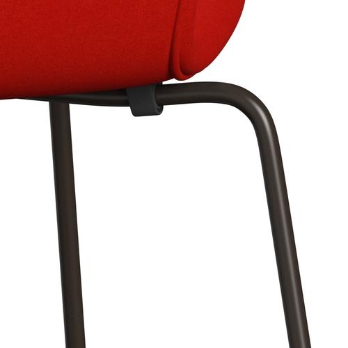 Fritz Hansen 3107 Židle plné čalounění, Brown Bronze/Divina Red (Div562)